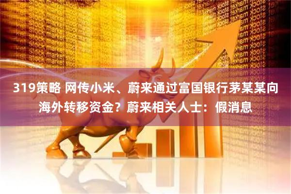 319策略 网传小米、蔚来通过富国银行茅某某向海外转移资金？蔚来相关人士：假消息